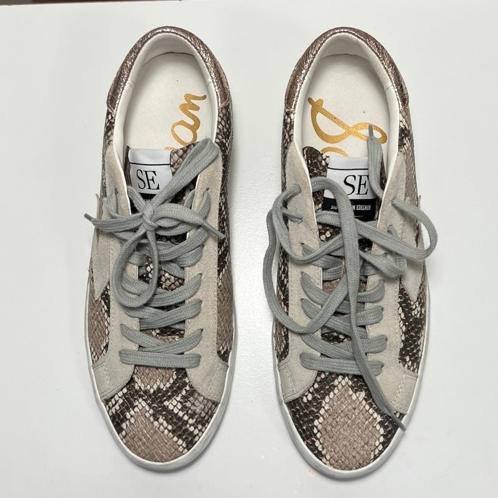 Sam Edelman Animal Print Leather Sneakers in Size 7.5